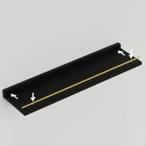 WOPITUES Floating Shelves 24 inch with Gold Metal Guardrail, Shelves for Wall Decor Set of 3, Wall Shelves for Bedroom, Bathroom, Kitchen, Living Room, Plants, Picture Frames, Art- Black and Gold