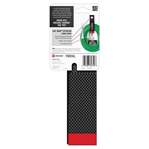 Velcro 18 in. x 2 in. Easy Hang Extension Cord Strap, Bundling Strap with Grommet Hook and Loop (2-Pack) VEL-30749-USA