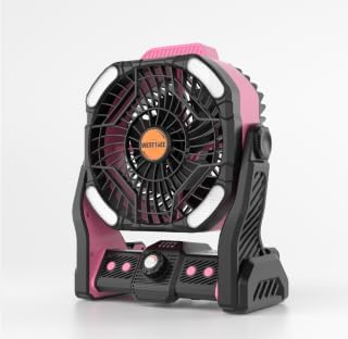 WESTTREE 20000mAh Battery powered fan Camping essentials,Portable fan Battery Operated Rechargeable Tent Fan with Light & Hook X26A Pink