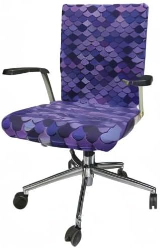 Ambesonne Mermaid Tail Office Chair Cover, Japanese Folk Inspired Cartoonish Squama Scales in Purple Color Palette, Stretchable Decorative Universal Size High Back Printed Slipcover, Purple