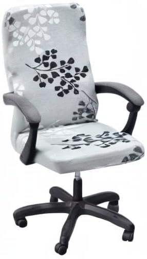 Stretch Office Chair Cover with Zipper Printed Computer Chair Cover for Armrest Chair Universal Removable Spandex Rotating Boss Chair Slipcovers Soft Desk Chair Seat Protector for Dogs, Cats (L, 27)