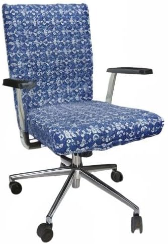 Ambesonne Folk Art Office Chair Cover, Talavera Tile Like Pattern Along Floral Ornaments and Abstract Forms, Stretchable Decorative Universal Size High Back Printed Slipcover, Azure Blue