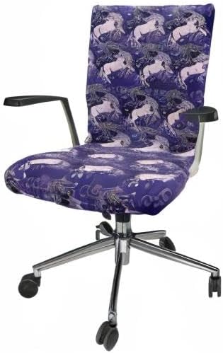 Ambesonne Unicorn Office Chair Cover, Dreamy Star Mystic Creature Galloping Among Night Clouds Cosmos Theme, Stretchable Decorative Universal Size High Back Printed Slipcover, Lilac Indigo