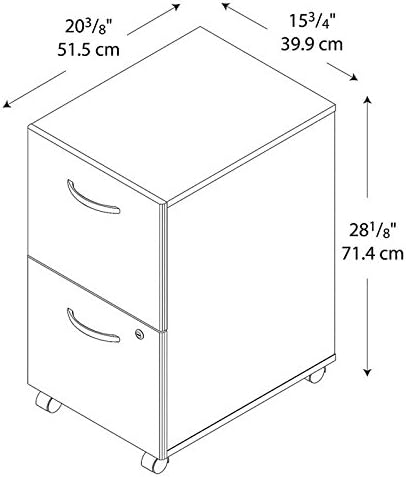 Scranton & Co Mobile Pedestal Filing Cabinet, Hansen Cherry Finish, Thermally Fused Laminate, 2 Drawer with Lock, Full-Extension Ball Bearing Slides, Letter/Legal/A4 File Storage, Office Furniture