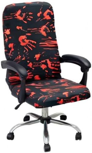 Halloween Office Chair Covers Bloody Handprints Footprints on Black Horror Theme Print Stretchable Slipcover for Modern Simplism Style High Back Boss Chair (No Chair) (M, Halloween04)…