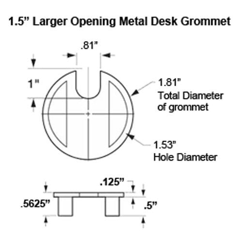 Electriduct 1.57" Metal Desk Grommet 40mm Cable Hole Cover Wire Cord Organizer (Large Opening) | Black Epoxy