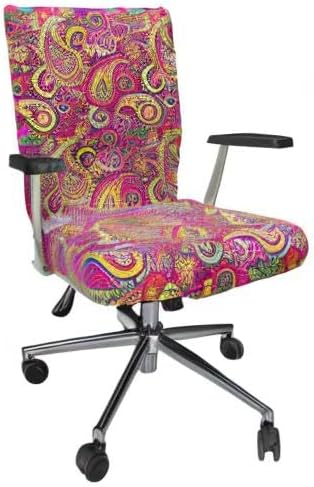 Ambesonne Paisley Office Chair Cover, Paisley Patterns Based on Traditional Eastern Pastel Design, Stretchable Decorative Universal Size High Back Printed Slipcover, Pale Magenta