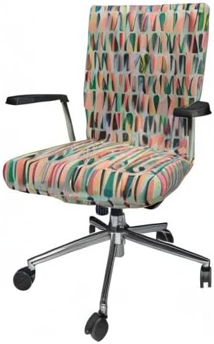 Ambesonne Mid Century Office Chair Cover, Simple 2 Colored Drop Shapes Abstract Symmetrical Grid Greyscale Background, Stretchable Decorative Universal Size High Back Printed Slipcover, Pale Blue