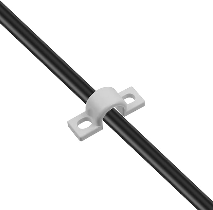 20pcs Wire Shelf Loop Clips White Two Holes Pipe Tube 2/5" U Bracket Clamps 10MM Conduit Pipe Strap Clamps for Wire Cable Tube (White, Fit for 10mm)