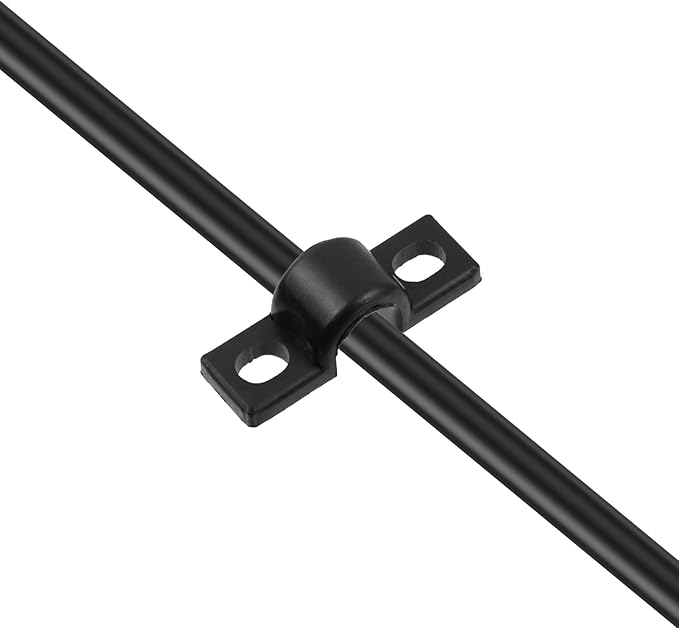 20pcs Wire Shelf Loop Clips Black Two Holes Pipe Tube 0.31" U Bracket Clamps 8MM Conduit Pipe Strap Clamps for Wire Cable Tube (Black, Fit for 8mm)
