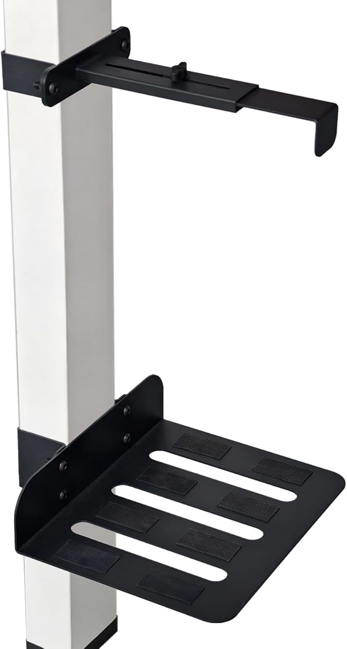 Desktop Under Desk PC Holder(40 lb Load Capacity), No Drilling Suspended Bracket, Clamp-on Desk Leg PC Mount, Under Table Computer Mount, Adjustable Computer Tower Stand for 80mm×50mm Legs