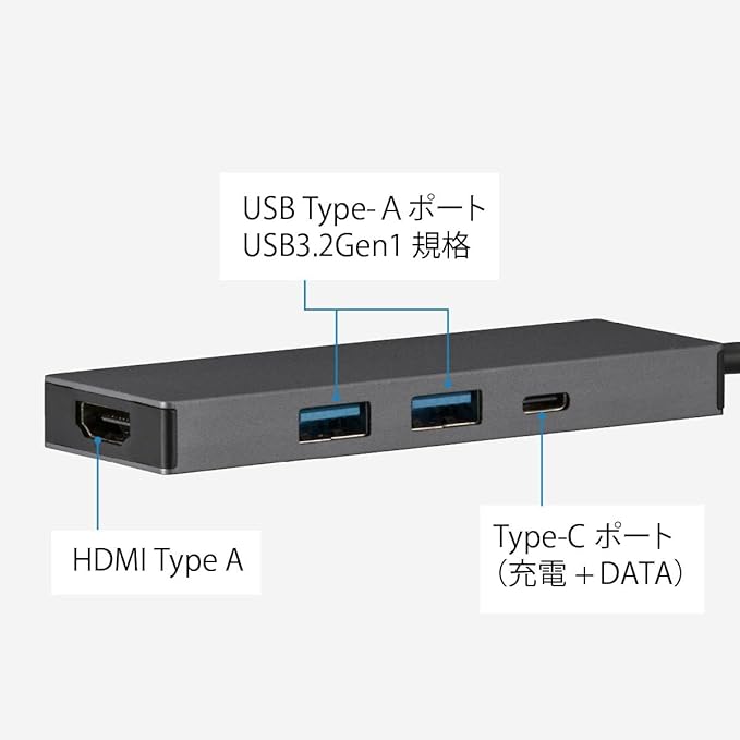 Ohm (OHM) Electric PCGEAR USB Hub Type-C Connector HDMI Output Port 2 USB Port Type-C Port Conversion Adapter Multi-Docking Adapter PC-SHMPC11-H 01-3108