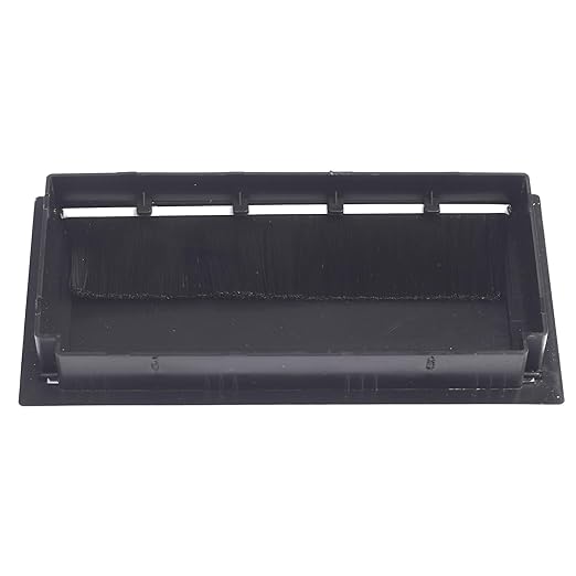 80x160mm Black Desk Grommet Rectangle Cable Grommet Hole Cover with Dense Brushes, ABS Plastic Wire Management Organizer for Computer Desk, Office Table, Home Entertainment Center 
