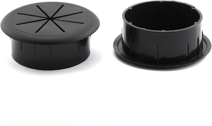 HJ Garden 2pcs 2-3/8 inch Flexible Desk Cord Grommets Wire Organizer Hole Cover for Managing and Hiding Office PC Desktop Cable(Black)