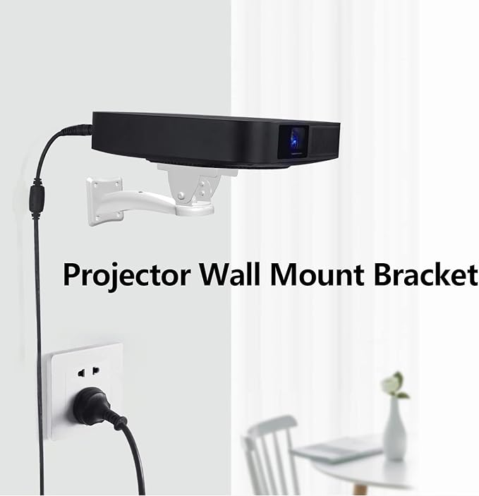 Drsn Mini Projector Wall Mount Bracket, Universal 360° Rotation, 7.8in Adjustable Arm, for CCTV Security Camera, Webcam, Small Projector (White, 11 lbs)