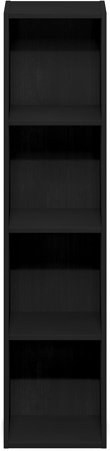 Furinno Fulda Book Shelf, 4-Tier Narrow Bookshelf, Standing Bookcase with 10-in Width Storage Shelf, 9.3 x 9.8 x 41.6, for Organization and Storage, for Living Room, Bedroom, Home Office, Blackwood