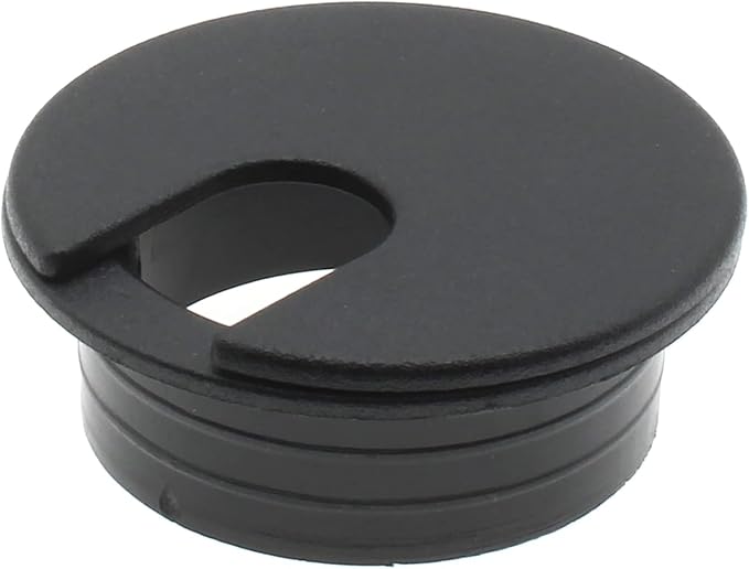 1-3/4 Inch (45 mm) U-Shaped Opening Desk Grommet 2 Pcs ABS Plastic Cable Hole Cover Cable Cord Grommet to Arrange Wires & Cords Through Computer Table/Countertops (Black)