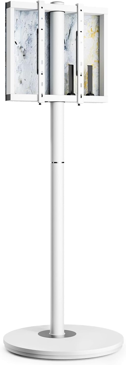 FITUEYES Design Mobile Rolling TV Cart for 32-65 Inches Television, Modern Corner TV Floor Stand on Wheels Fits Max VESA 400x400mm, V2 Portable Smart Television Cart, White, Master Series