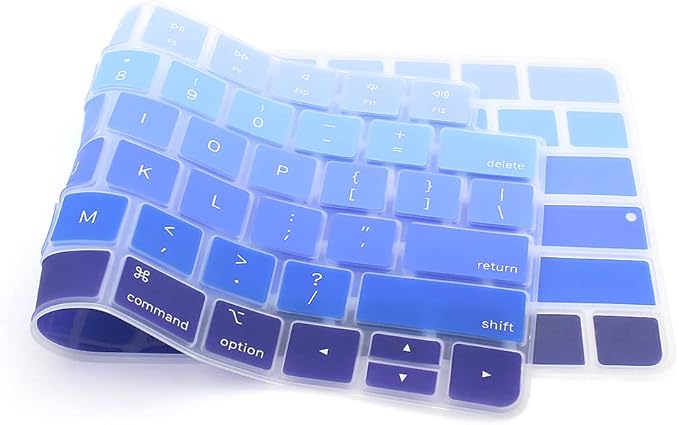 ProElife Keyboard Cover Skin for 2024-2021 Apple Magic Keyboard 3 with Touch ID A3118 A2449 Ultra Thin Silicone Keyboard Protector for iMac 24'' / Mac mini M4 M2 M1 Keyboard Accessories (Ombre Blue)
