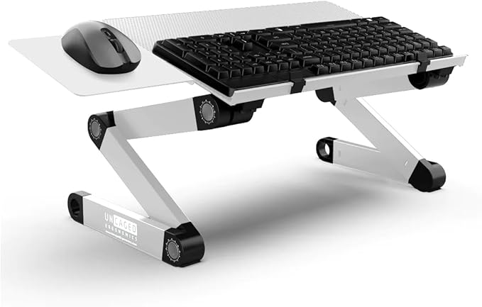 Uncaged Ergonomics Adjustable Keyboard Tray, Silver, Keyboard Tray, Ergonomic, Wrist Support, Portable, Universal, Aluminum