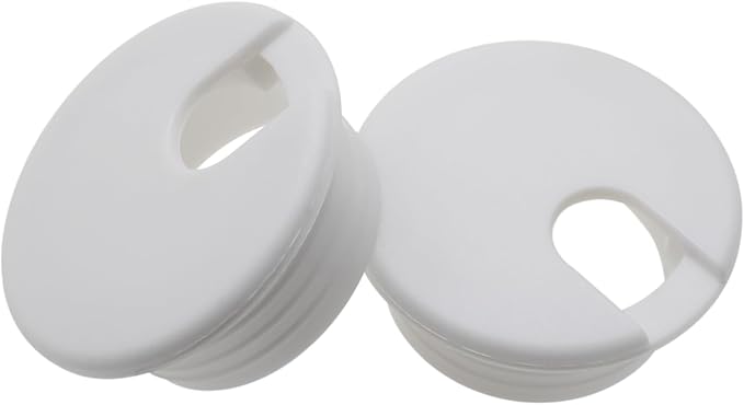 1-3/4 Inch (45 mm) U-Shaped Opening Desk Grommet LBTODH 2 Pcs ABS Plastic Cable Hole Cover Cable Cord Grommet to Arrange Wires & Cords Through Computer Table/Countertops (White)