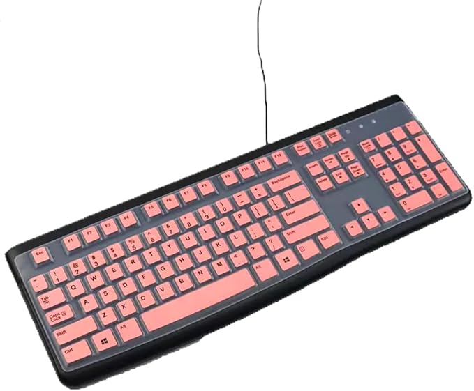 Ultra Thin Silicone Keyboard Skin Cover Compatible for Logitech K120 & MK120 Wired Keyboard, Logitech K120 & MK120 Keyboard Protective Accesseries (Pink)