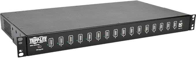 TRIPP LITE 16-Port USB Sync Charging Hub Station Tablet Smartphone iPad/iPhone Rackmount TAA (U280-016-RM), Black