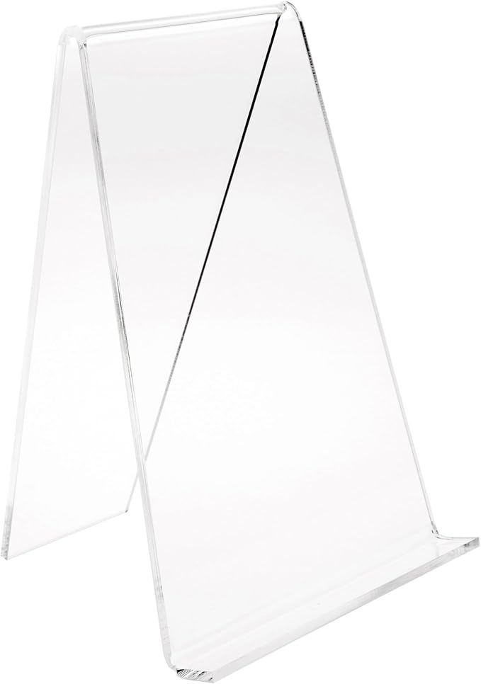 Plymor Clear Acrylic Book Easel with 0.875" Flat Ledge, 7" W x 6.5" D x 9" H