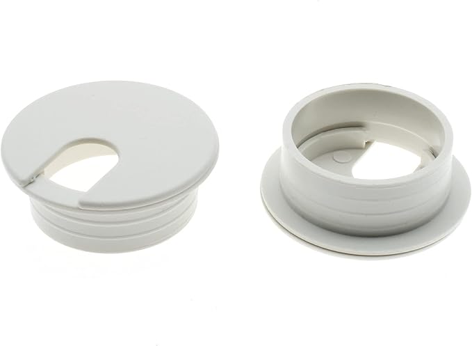 1-3/8 Inch (35 mm) U-Shaped Opening Desk Grommet 2 Pcs ABS Plastic Cable Hole Cover Cable Cord Grommet to Arrange Wires & Cords Through Computer Table/Countertops (White)