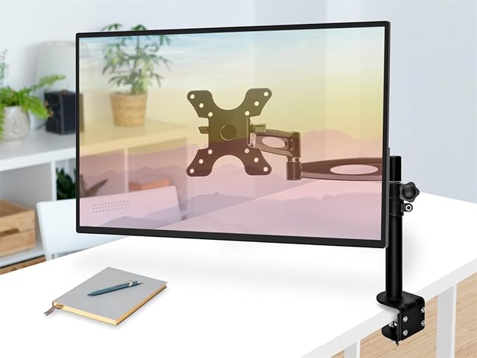 Monoprice 3-Way Adjustable Tilting Monitor Desk Mount Bracket - For 13 To 30 Inch Monitors, Up To 33 lbs, 15.7 x 9.6 x 3 inches, Black