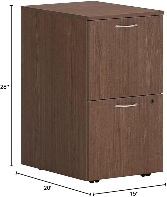 HON MOD 2 Drawer File Cabinet On Wheels, Mobile Pedestal with Filing Cabinets for Home Office, 15" W Portable Storage, Slate Teak