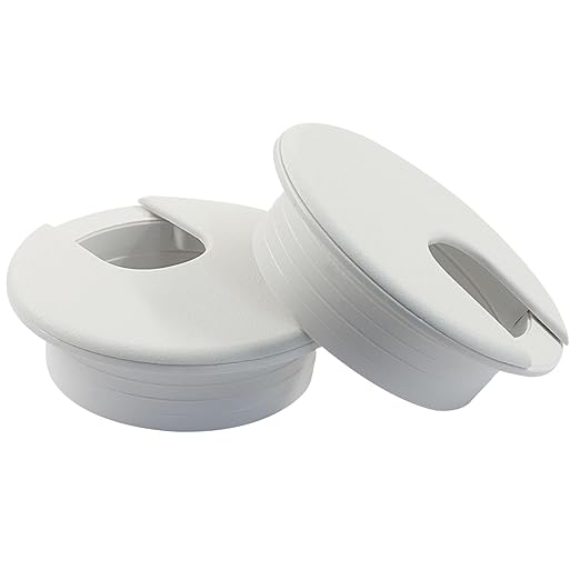 Piutouyar 4 Pcs 2 Inch White Desk Grommet, Plastic Cable Hole Cover Desk Wire Cord Organizer for Office Equipment, Computer Table