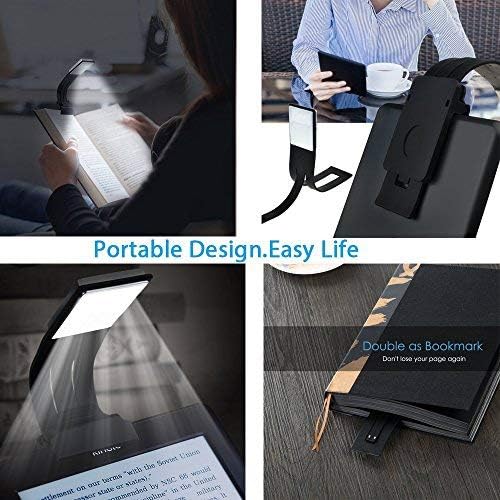 Book Light, LED Reading Lamp USB Rechargeable Flexible Night Light 4 Level Brightness 360°Adjustable Clip on Work/Desk/Bed Lights for Amazon Kindle/eBook Reader/Book/iPad