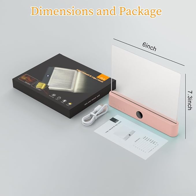 Book Light, Rechargeable Clear LED Flat Book Lights for Reading in Bed at Night with 3 Colors & Timer, Dimmable Panel Plate Book Lamp Full Page Light, Bookish Gifts for Women Readers Kids Book Lovers