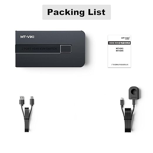 MT-VIKI KVM Switch HDMI 2 Port Boxes, 4K@30Hz USB HDMI KVM Console for 2 PCs Share 1 HD Monitor and Keyboard Mouse, Button + Desktop Selector Switching