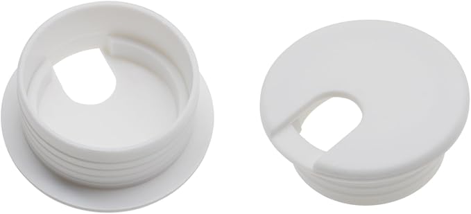 1-1/2 Inch (38 mm) U-Shaped Opening Desk Grommet 2 Pcs ABS Plastic Cable Hole Cover Cable Cord Grommet to Arrange Wires & Cords Through Computer Table/Countertops (White)