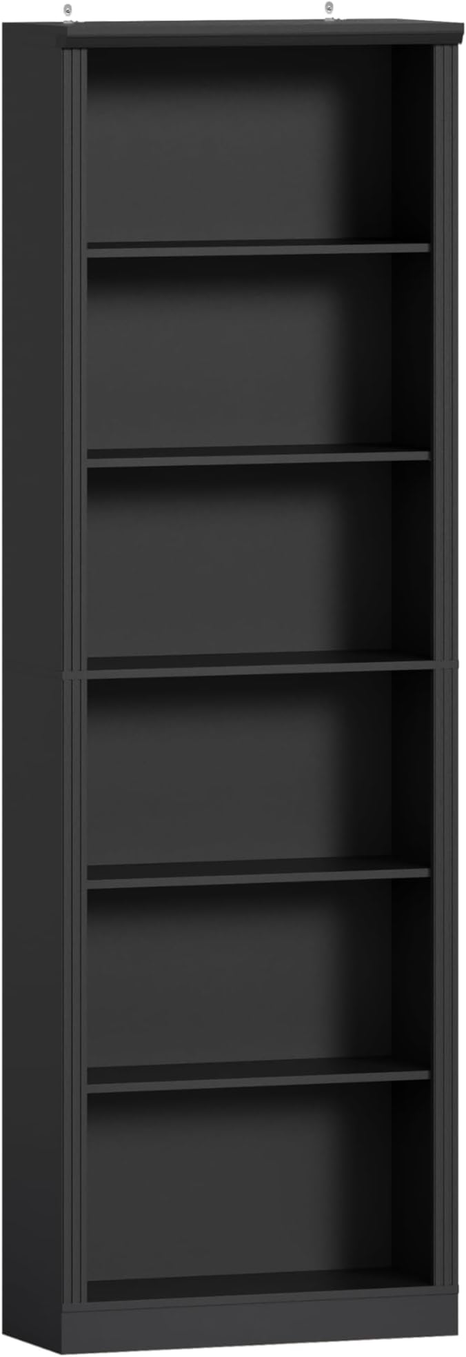 Wodeer Tall Bookshelf, 6-Tier Bookcase with 2 Adjustable Shelves, Modern Farmhouse Storage for Living Room, Entryway, Office, 23.6" W x 74.8" H x 10.6" D, Black