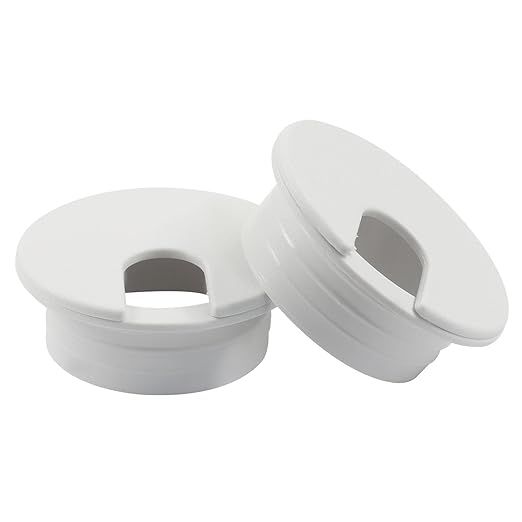 Piutouyar 4 Pcs 1-3/8 Inch White Desk Grommet, Plastic Cable Hole Cover Desk Wire Cord Organizer for Office Equipment, Computer Table