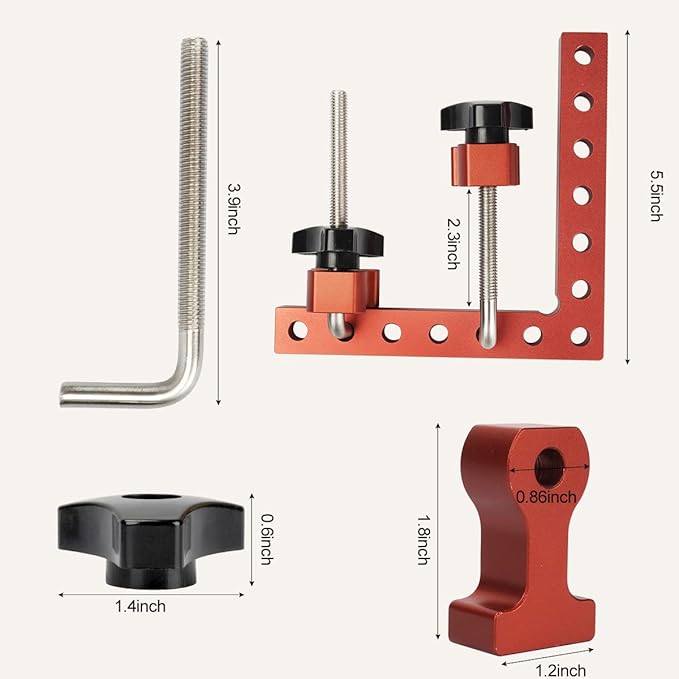 90 Degree Cabinet Clamp, 5.5" x 5.5"(14 x 14cm) Aluminum Alloy Right Angle square Corner Clamps for Woodworking Tools, Drawers, Picture Frame (2pack)