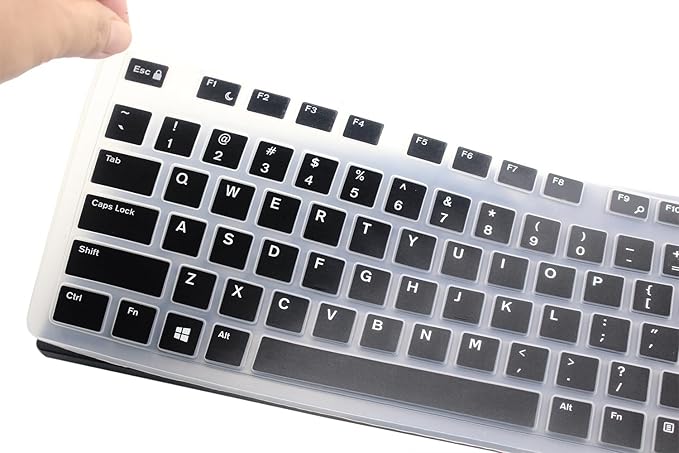 Keyboard Skin Compatible for Dell KM636 KB216 Keyboard, Dell Optiplex 5250 3050 3240 5460 7450 7050, Dell Inspiron AIO 3475 3670 3477, Dell Inspiron 27 7000 7700 7790 All-in-One Keyboard - Black
