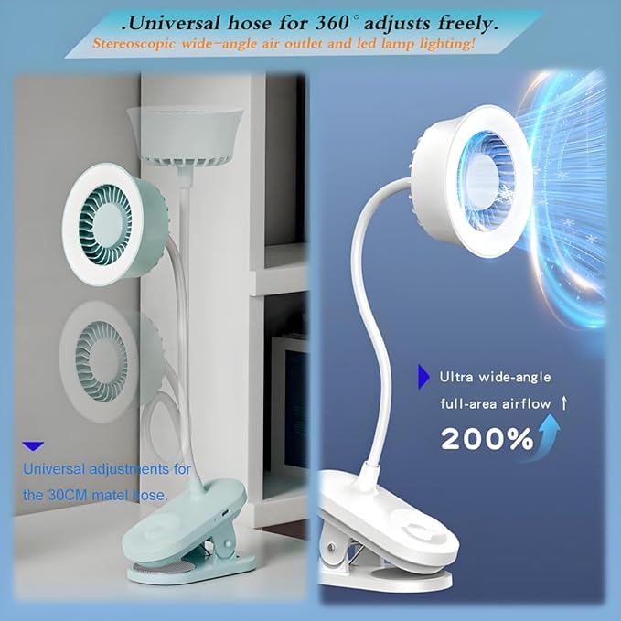 Portable clip and LED lamp 2 in 1 more functions hanging,desktop fan, 4.5W three gears wind speed,two gears led circular lamp high brightness lighting ,touch button with CE FCC certifications (Pink)