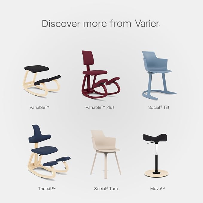 Varier Variable Plus Ergonomic Kneeling Chair with Backrest Natural/Black| Active Sitting Posture Support Home Office Desk Chair | 10 Year Guarantee