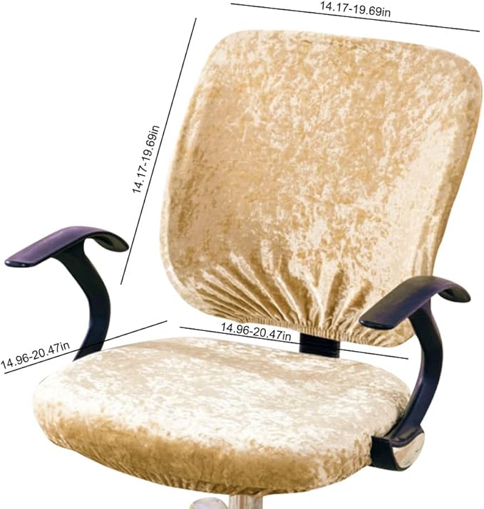 VIOKKO Stretch Spandex Velvet Computer Office Chair Covers, Removable Washable Universal Chair Slipcovers for Hotel Home Bar Wedding Party Decor (Chair Seat Cover + Backrest Cover)