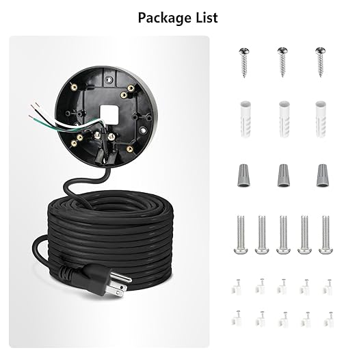 Power Cable and Plug-in Mount for Floodlight Cams Compatible with Floodlight Cam Wired Pro/Plus, Blink Wired Floodlight Camera, Electrical Box with 20ft Weatherproof Cable (2in1 Mount and Cord Set)