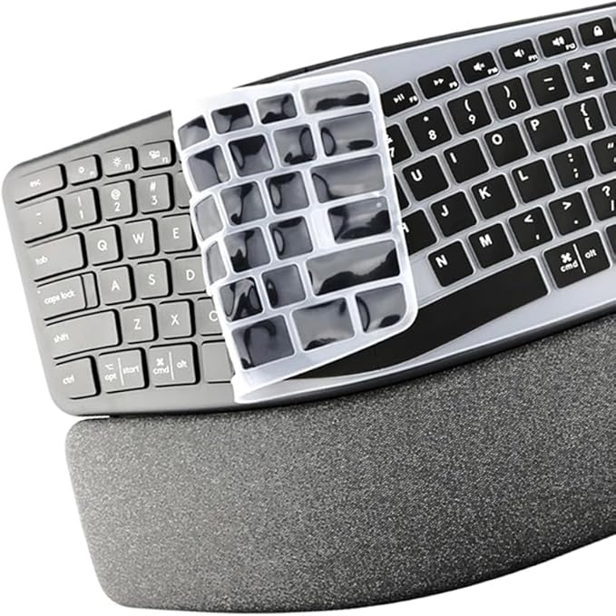 Silicone Keyboard Skin Cover Protector Compatible for Logitech Ergo K860 Wireless Ergonomic Keyboard, K860 Split Keyboard Protective Accessories (Black)