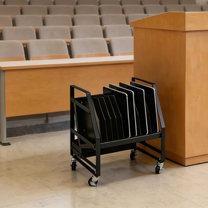 10 Slot Laptop Charging Cart Mobile Open Storage Rack with 4 Removable Wheels, Fits Laptops, Tablets, Ipads for Classrooms, Libraries, Office Desks