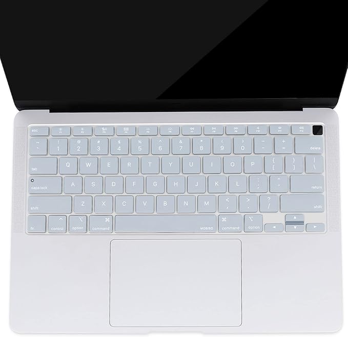 MOSISO Keyboard Cover Compatible with MacBook Air 13 inch 2022 2021 2020 Release A2337 M1 A2179 Retina Display with Touch ID Backlit Magic Keyboard, Waterproof Protective Silicone Skin, Baby Blue