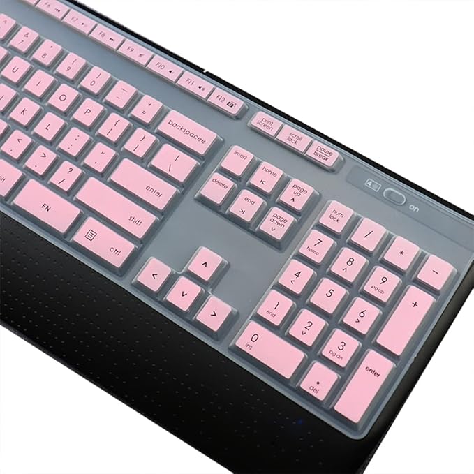 Dust-Proof Silicone Keyboard Skin Cover Compatible for Logitech MK345 K345 Wireless Combo Keyboard, MK345 Keyboard Protector Skin (Pink)