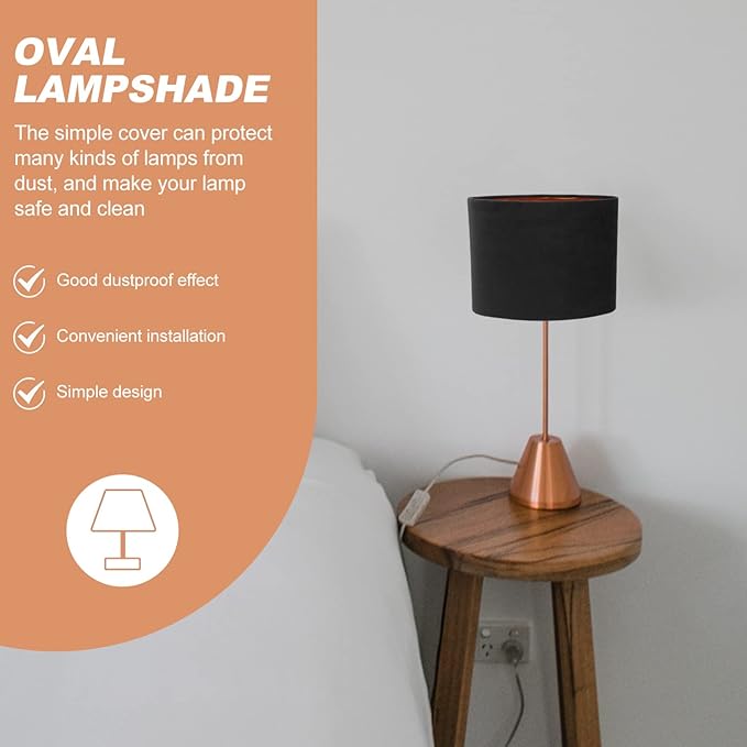 KALLORY Cloth Lamp Shade Oval Shaped Clip-on Lamp Cover Shade Accessories for Table Floor Pendant Lamp Replacement