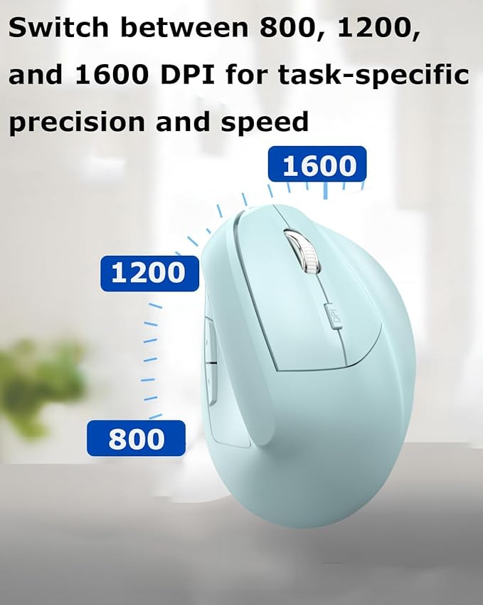 Wireless Mouse Ergonomic(Bluetooth+USB )Dual Mode Vertical Silent Portable Multi Device Ergo Carpal Tunnel Mice for Mac/PC/Laptop/Computer/Tablet/iPad/Macbook Air/Pro Office Work Women Men Gift(Green)